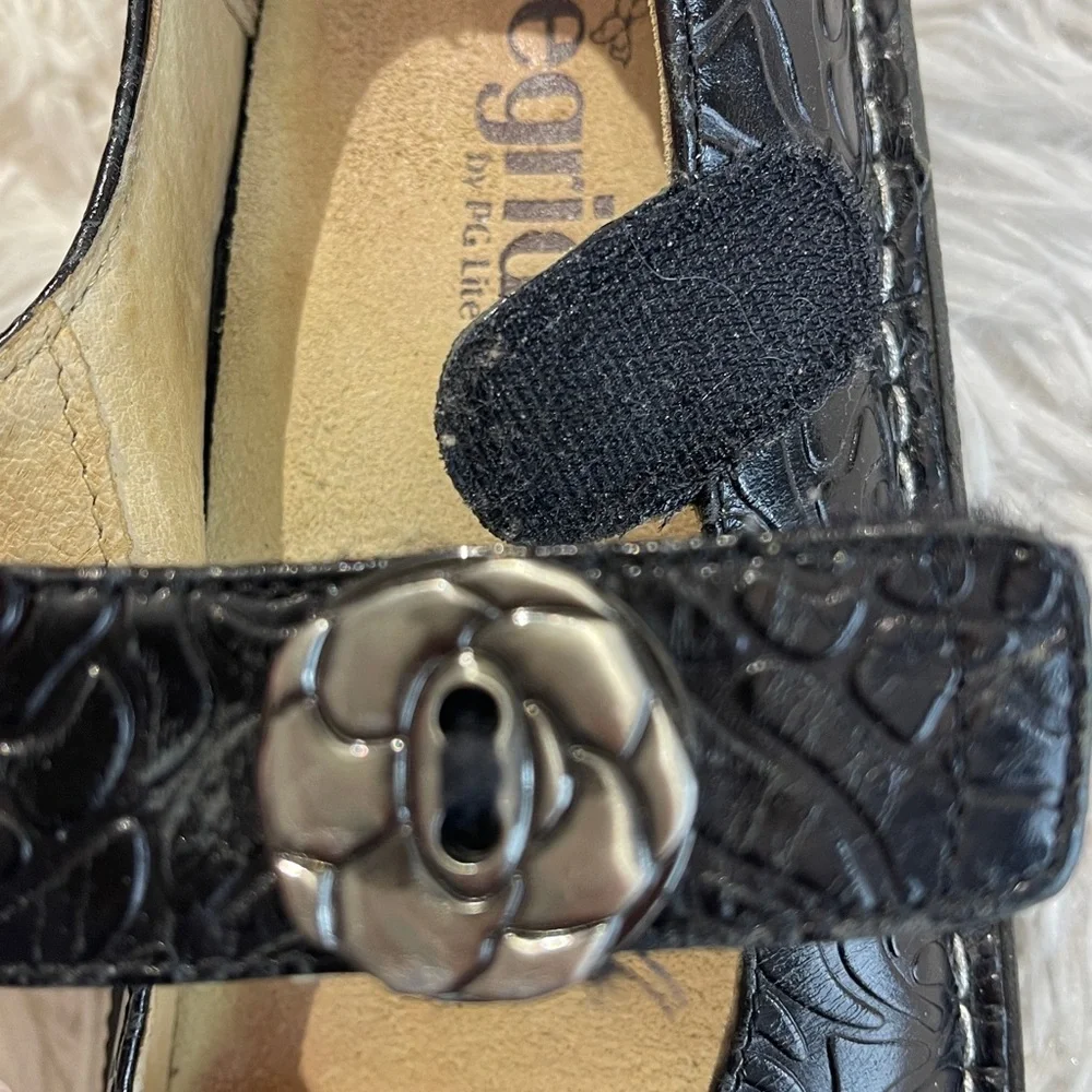 Alegria Black Embossed MARY JANE Shoes WOMENS SIZE 37 LEATHER UPPER